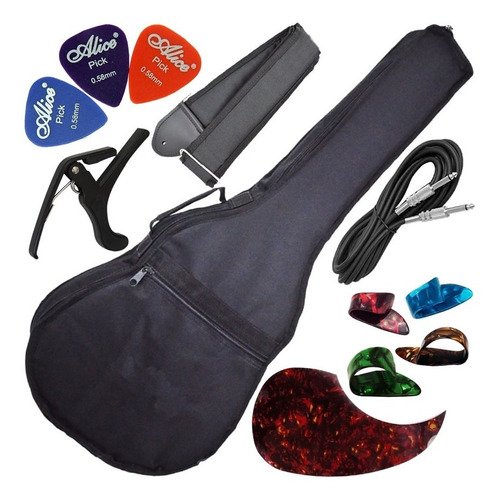Kit Acessórios Violão Folk Com Capa Acolchoada + Acessórios