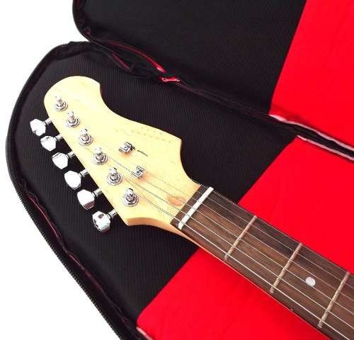 Kit Capa Acolchoada Para Contrabaixo Vermelho C/ Acessórios