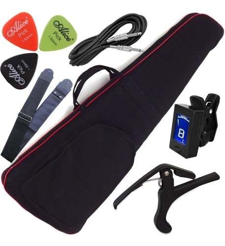 Kit Capa De Contrabaixo Master Luxo Acolchoada C/ Acessórios