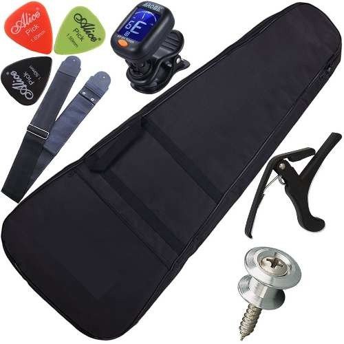 Kit Capa Violão Acolchoada Correia Afinador Capotraste Etc..