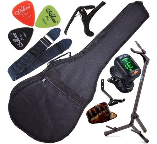 Kit Capa Violão Acolchoada Folk C/ Acessórios + Suporte G3s