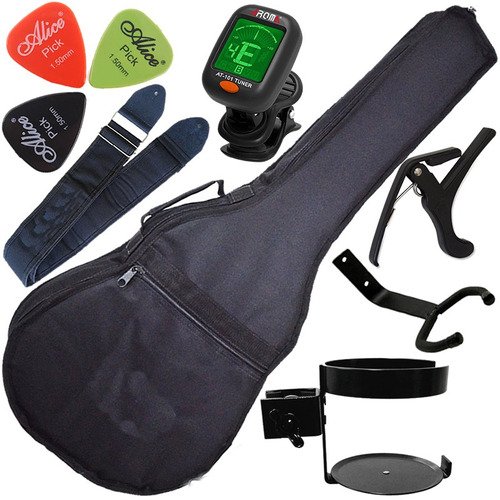 Kit Capa Violão Folk Acolchoada C/ Acessórios + Porta Copos