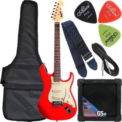 Kit Guitarra Strato Tagima Memphis Mg32 Vermelha C/ Cubo