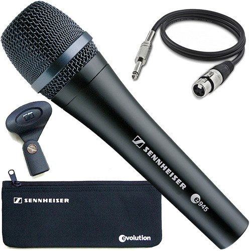 Kit Microfone Profissional Sennheiser E945 Dinâmico C/ Cabo Com 10