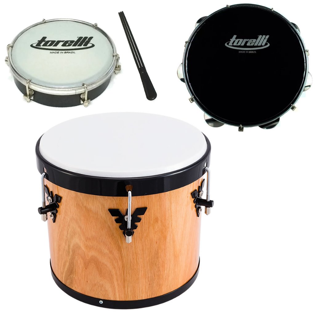 Kit Samba Pagode Repique 10 + Pandeiro + Tamborim