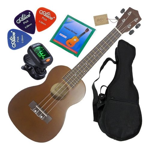 Kit Ukulele Concerto Austin Xu23 Tabaco Com Capa Afinador