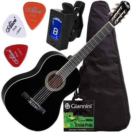 Kit Violão Acústico Estudante Nylon Com Capa Ac39 Bk Tagima