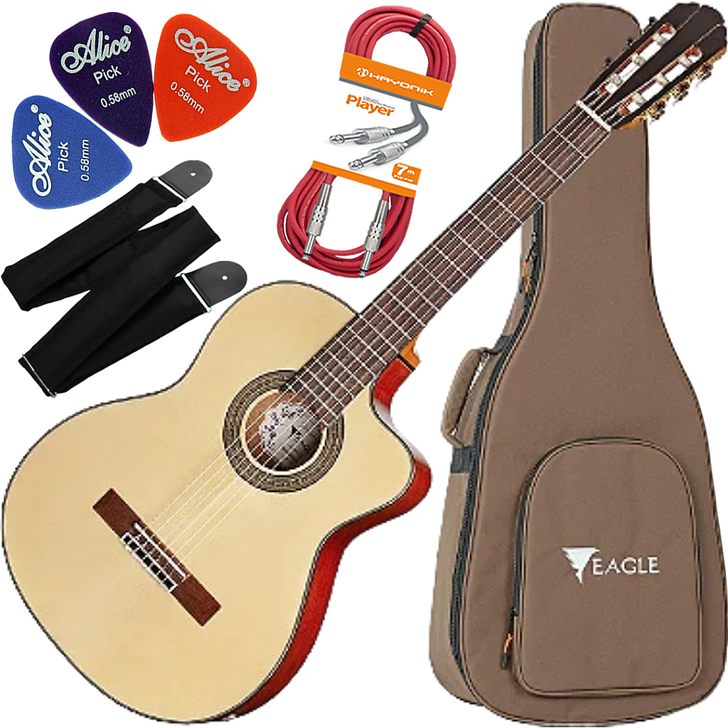 Kit Violão Eletroacústico Nylon Eq Promix Ch800 Nt Eagle