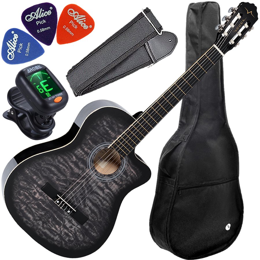 Kit Violão Vogga Acústico Cordas Nylon Vca228nc Cinza