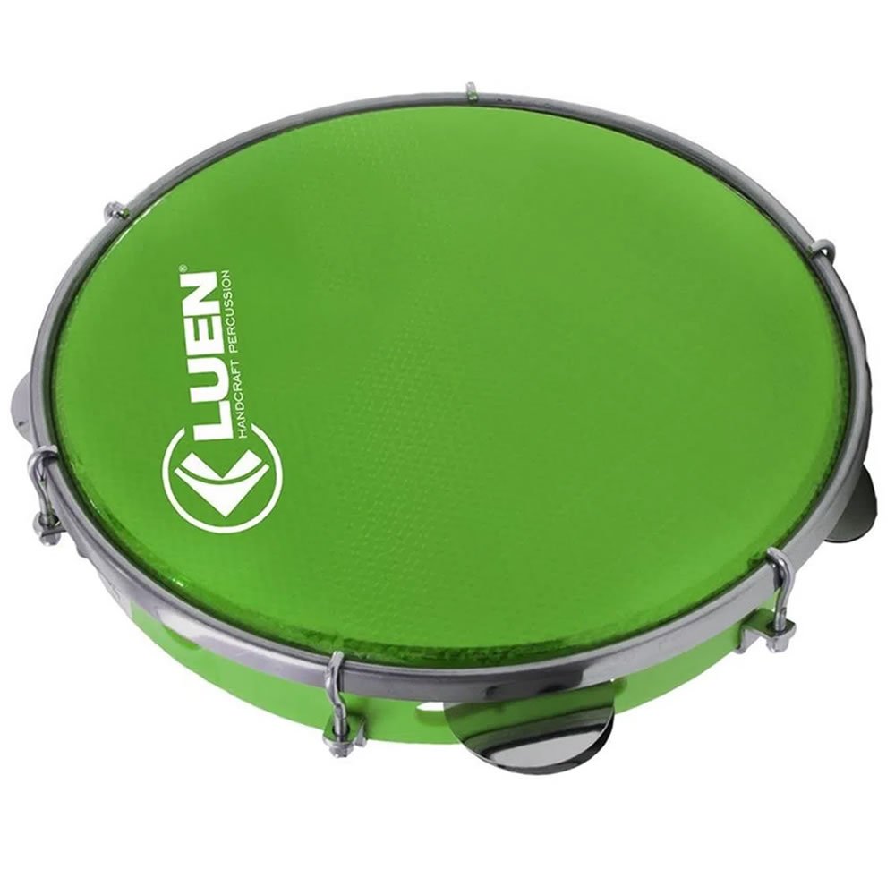 Pandeiro Luen Percussion 10 Aro Abs Pele Holográfica Verde