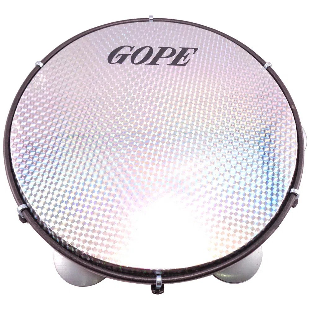 Pandeiro Profissional Gope Pele 12 Pol Holográfica Prata