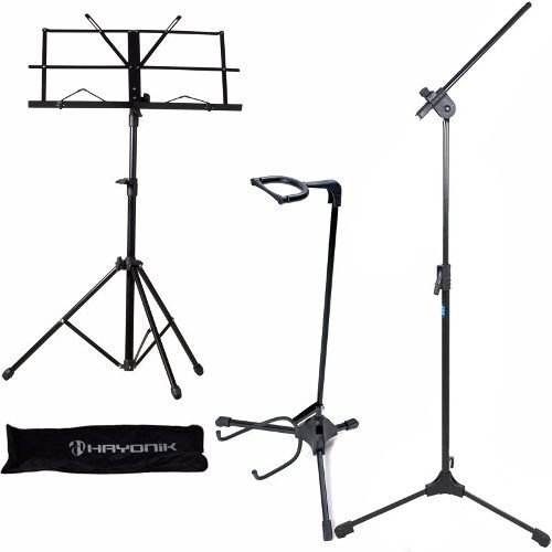 Suporte Violão + Estante Partitura + Pedestal De Microfone