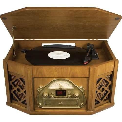 Toca Disco Ion Omni Play Grava Cd Fm Em Madeira