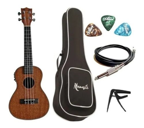 Ukulele Namastê Elétrico Ativo, Bag Colchoada + Capo + Cabo