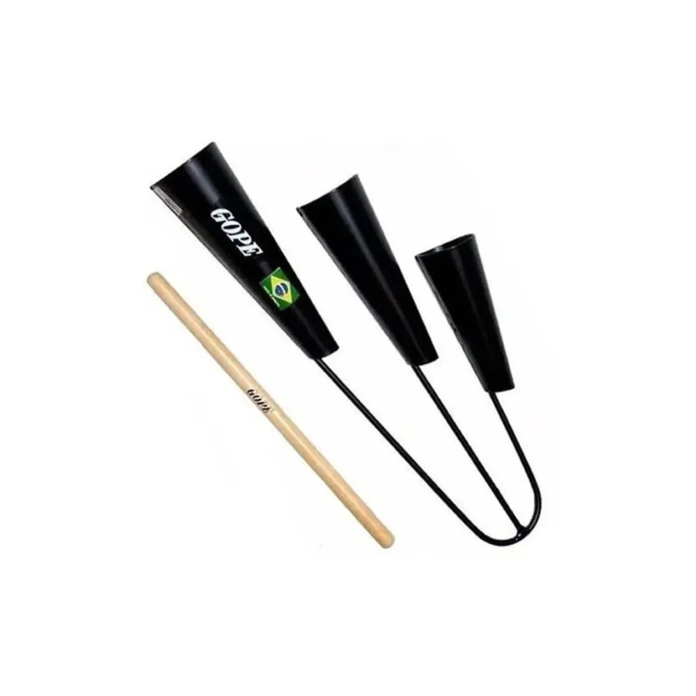 Agogo Gope Triplo Preto Epoxi Profissional