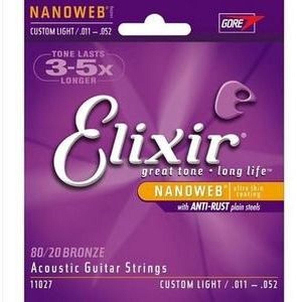 Encordoamento Violão Elixir 011 11027 Aço Custom Light 80 20