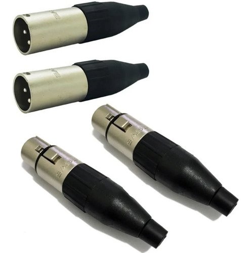 Kit 2 Pares Conector Plug Xlr Macho Fêmea Santo Angelo Sa2x
