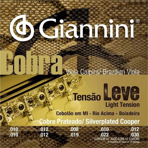 Kit 3 Encordoamento Giannini Cobra Viola Caipira Cebolao E Mi - Cobre Gesvl