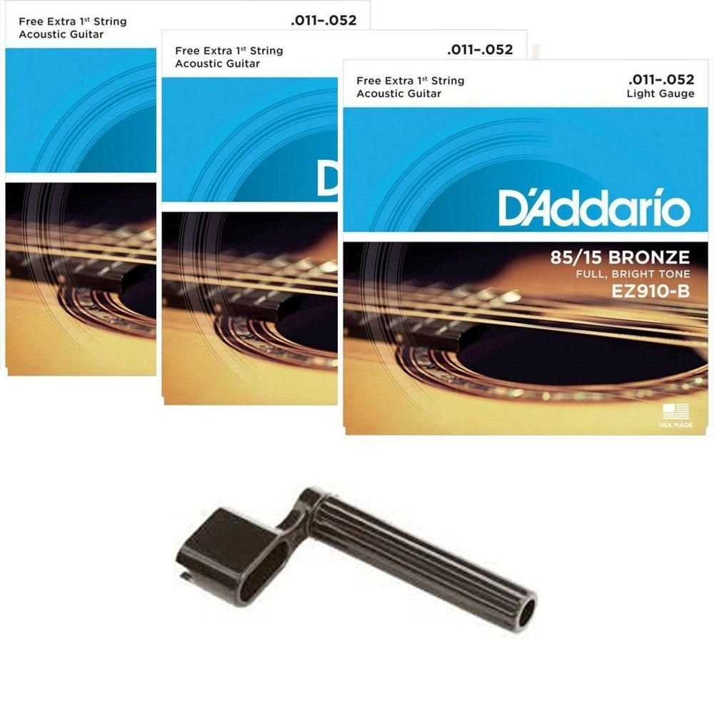 Kit 3 Encordoamentos Daddario Violão.011 EZ910 Encordoador