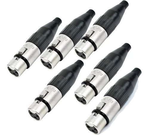 Kit 6 Plug Santo Angelo Conector Xlr Canon Fêmea Linha Sa2x