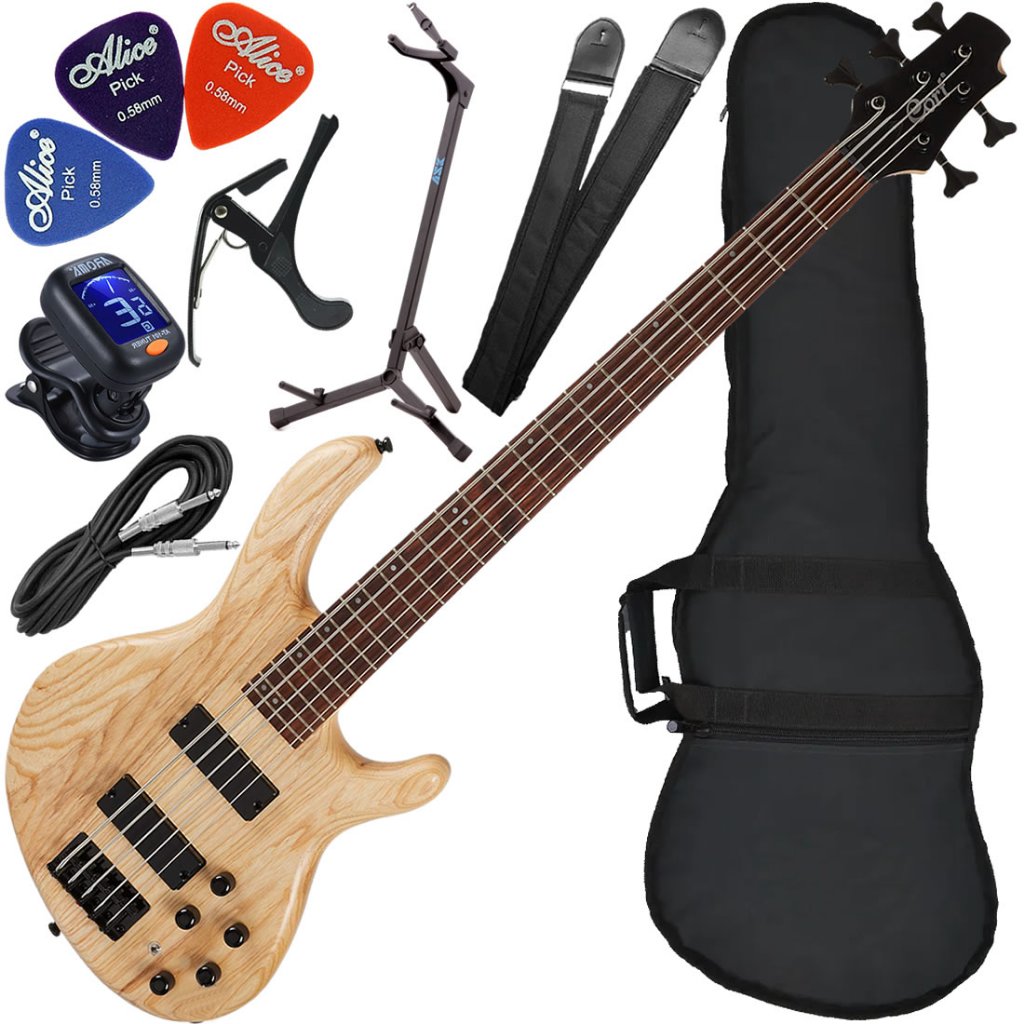 Kit Contrabaixo Cort Action DLX V ASH OPN 5 Cordas Ativo Pré Mark Bass Bx02