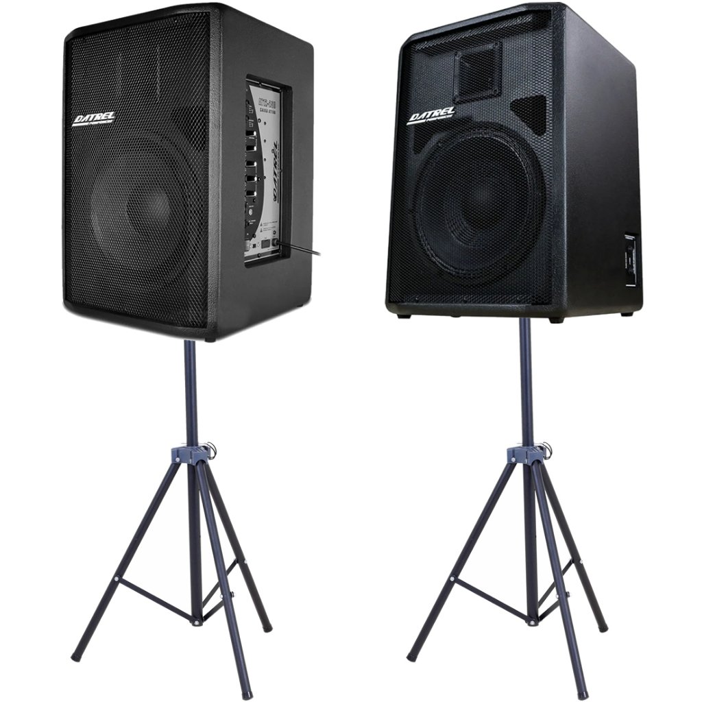 Kit Caixa De Som Ativa E Passiva At12-250 500w Rms Usb + Cabo 10m