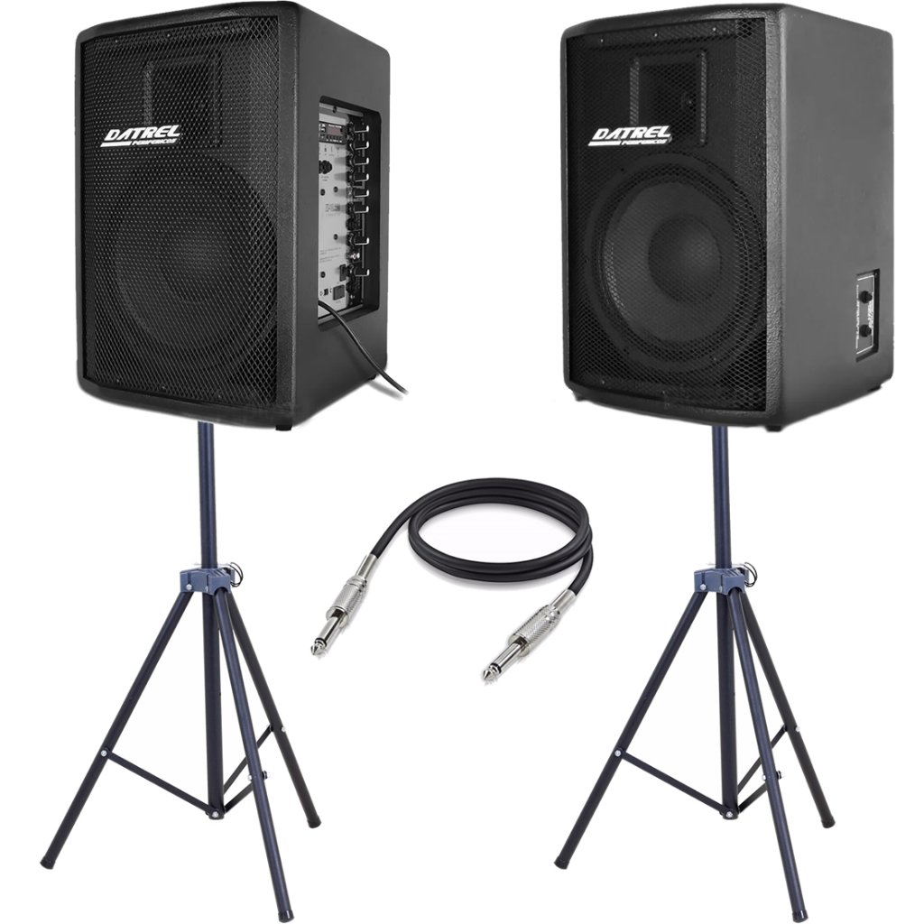 Kit Caixa De Som Ativa Passiva 400w Rms + 2 Tripe + Cabo P10