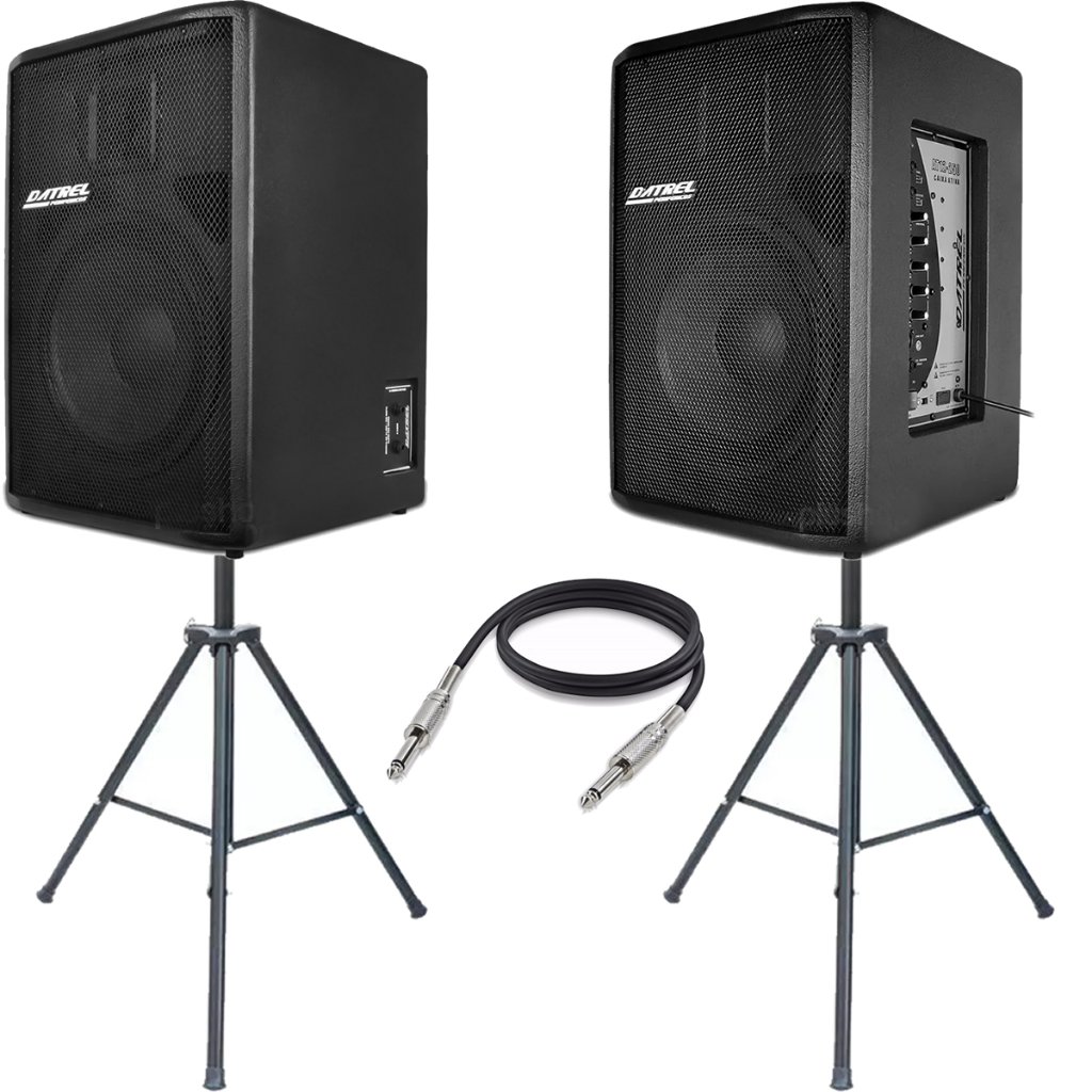Kit Caixa De Som Ativa Passiva 500w Rms Usb + Cabo 10m