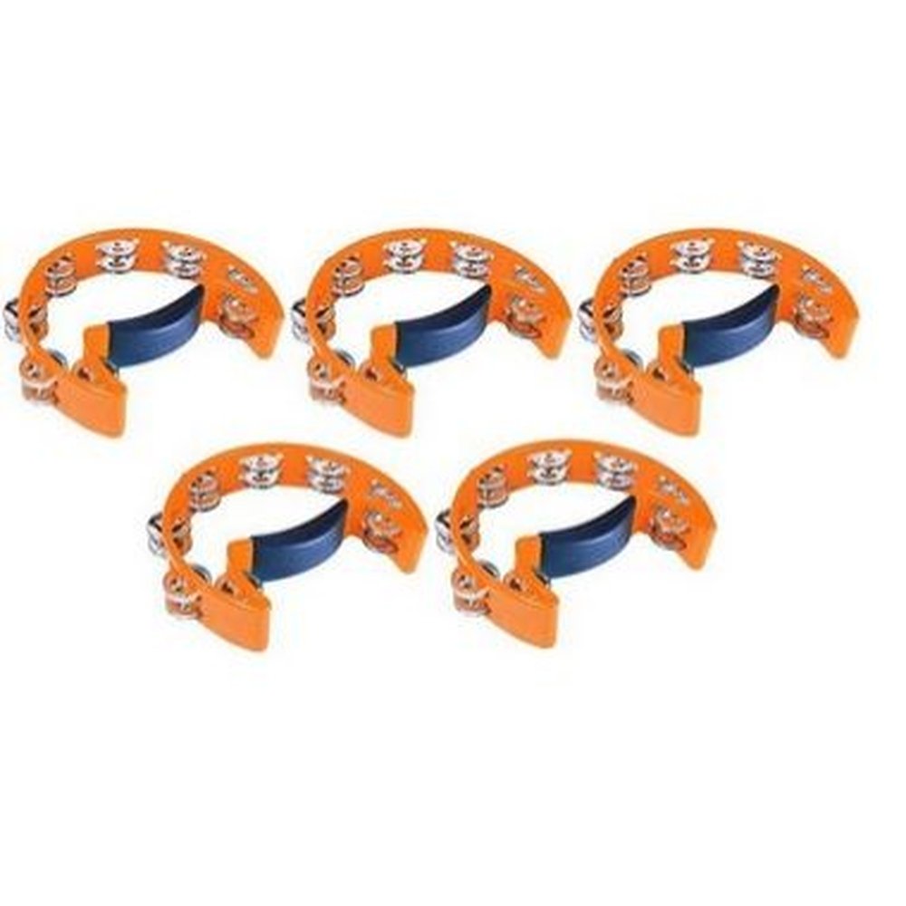 Kit Com 5 Pandeirolas Pandeiro Meia Lua Laranja PML001LJKIT5