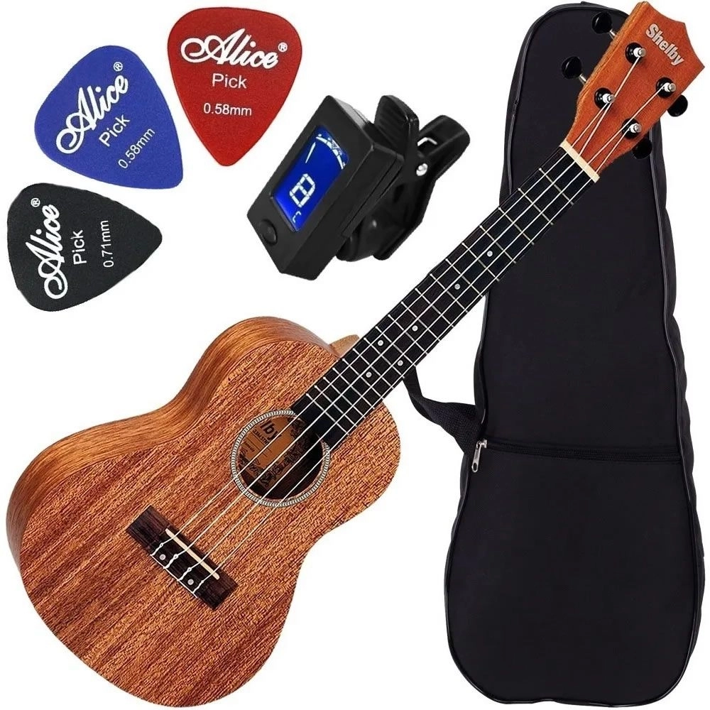 Kit Completo Ukulele Shelby Concerto Acústico Nylon Su23m