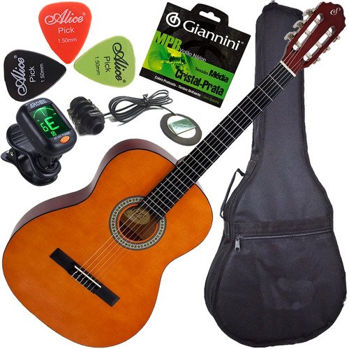 Kit Completo Violão Eletroacústico Giannini N14 Nylon Nt