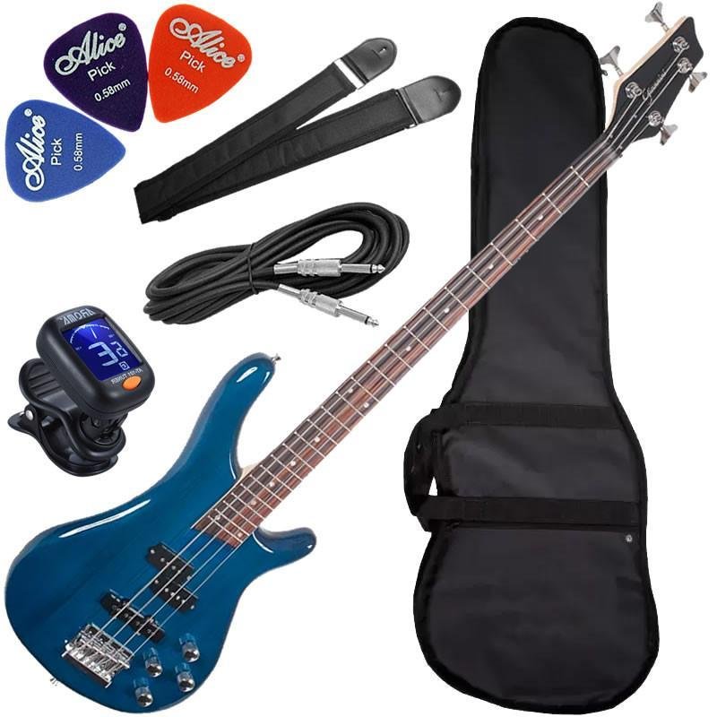 Kit Contrabaixo Giannini Gb200a 4 Cordas Translucent Blue