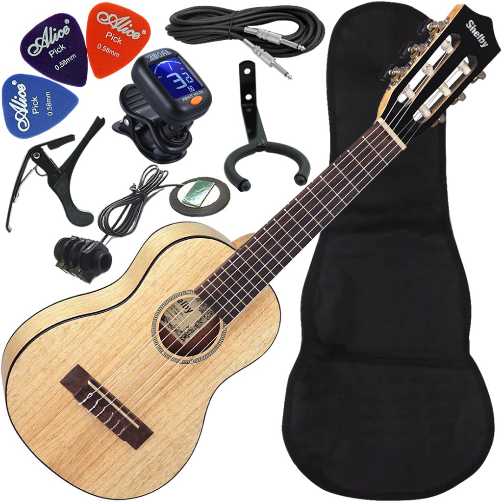Kit Guitalele Eletroacústico Nylon Shelby Gk6d Cedro Branco Ux02
