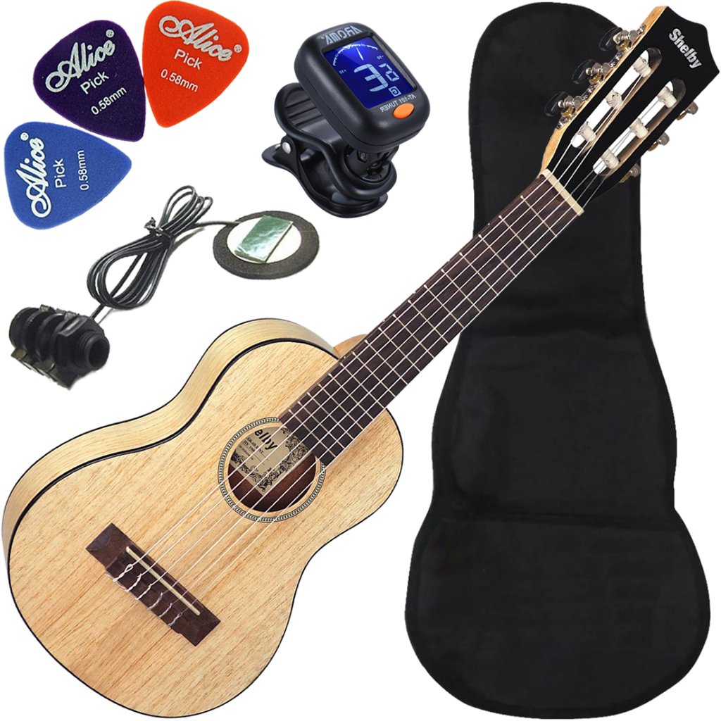 Kit Guitalele Eletroacústico Nylon Shelby Gk6d Cedro Branco Ux04