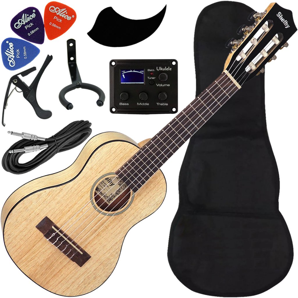 Kit Guitalele Eletroacústico Nylon Shelby Gk6d Eq Cedro Branco Ux03
