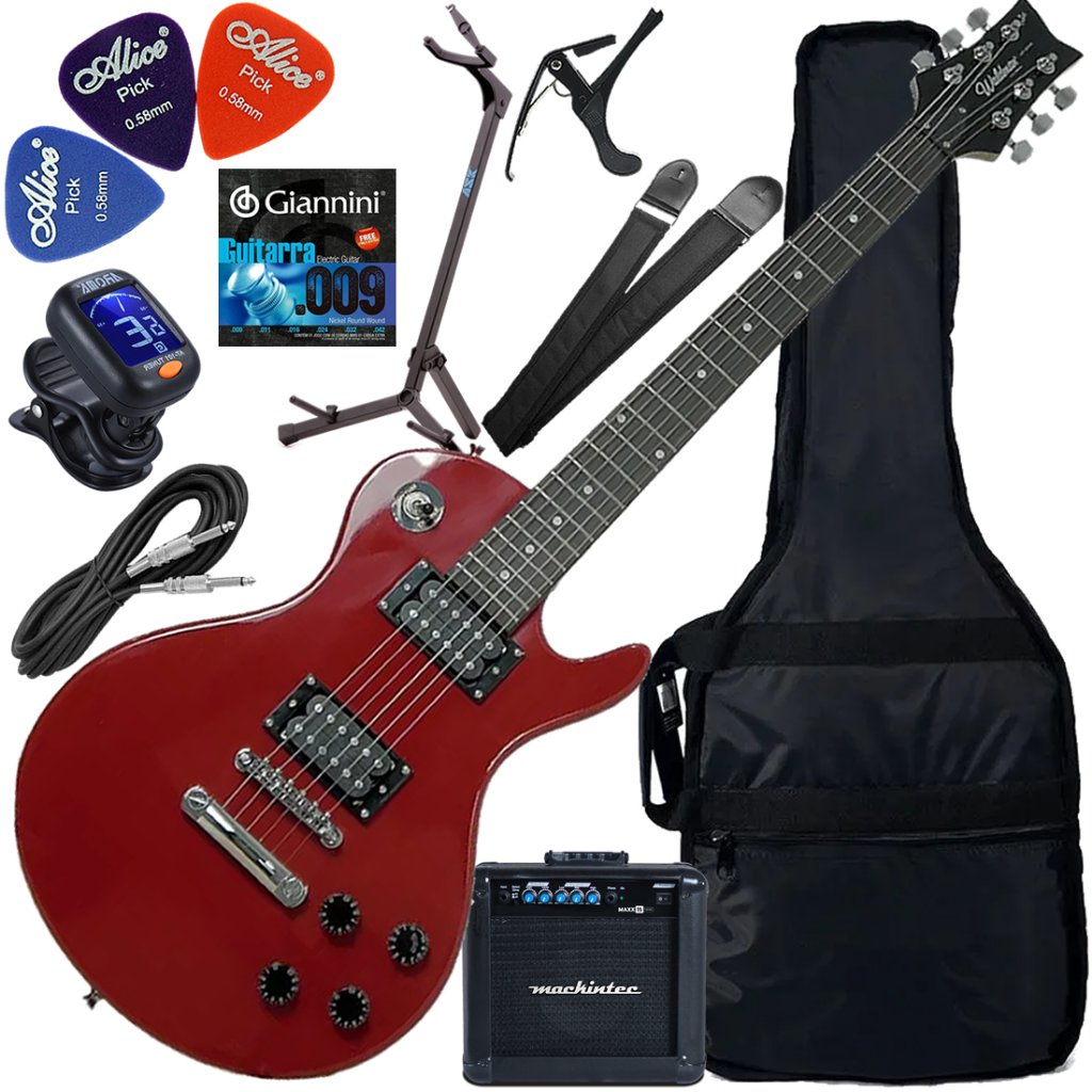 Kit Guitarra Elétrica Les Paul Waldman Glp-100 Vermelha Gx03