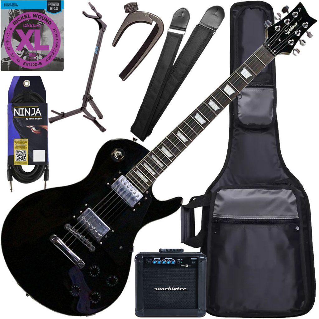Kit Guitarra Elétrica Les Paul Waldman Glp-250 Bk Preto Gx04
