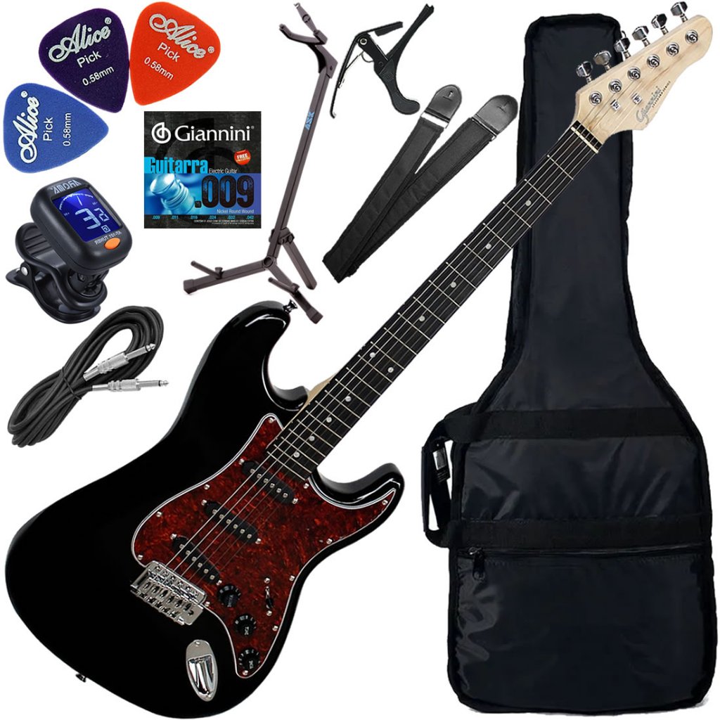 Kit Guitarra Elétrica Stratocaster Giannini G100 BK/TT Preto Gx02