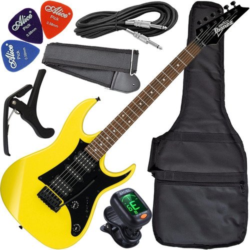 Kit Guitarra Ibanez Elétrica Grx 55b Hsh Yellow Ye Amarela