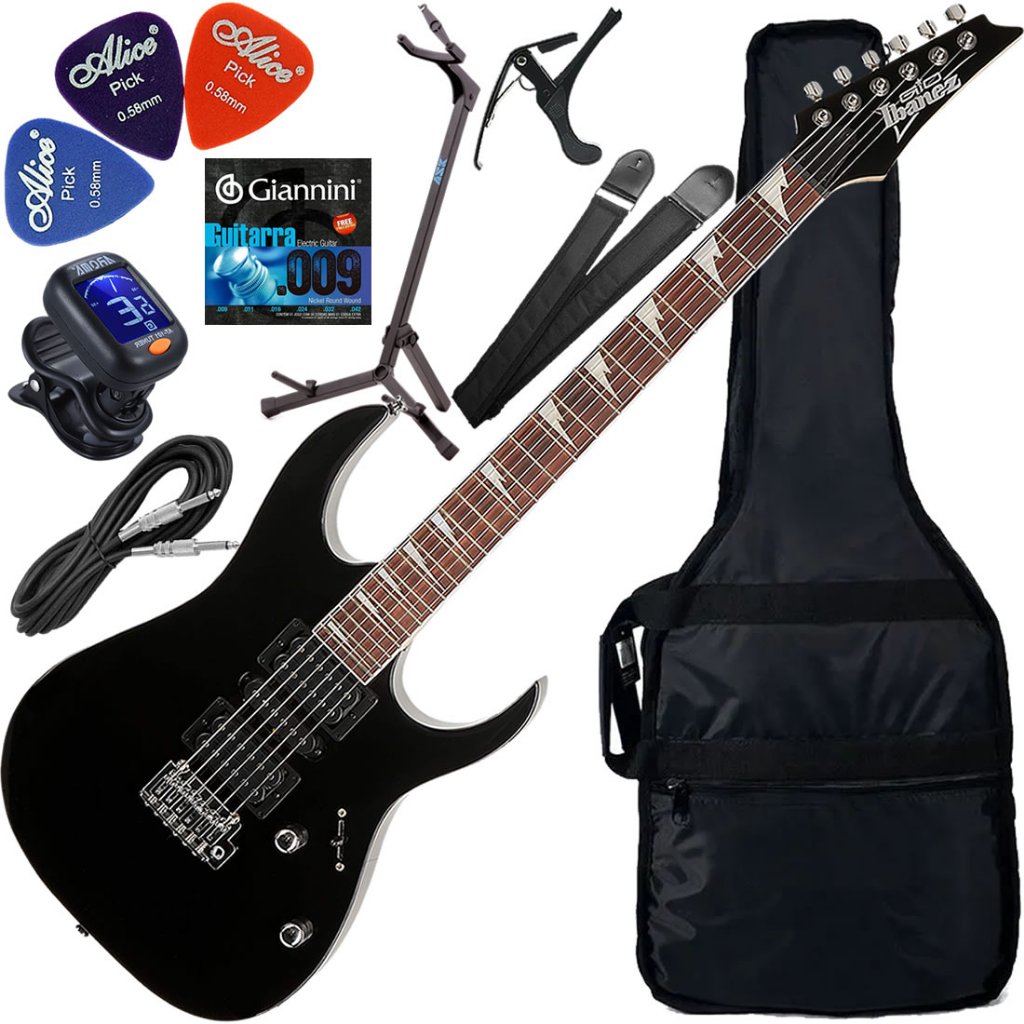 Kit Guitarra Ibanez Gio GRG-170DX HSH Black Night BKN Gx02 Com 10