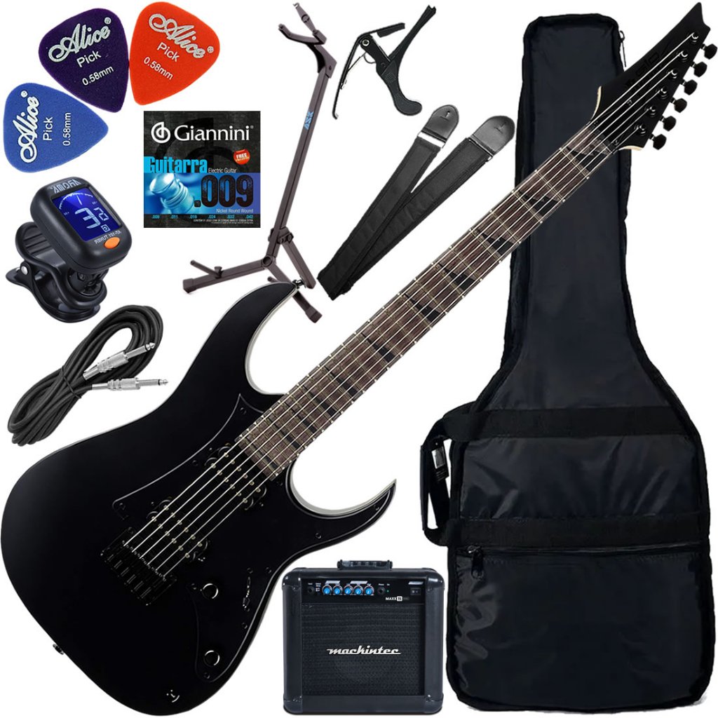 Kit Guitarra Ibanez Gio GRGR-131 EX HH Black Flat BKF Gx03