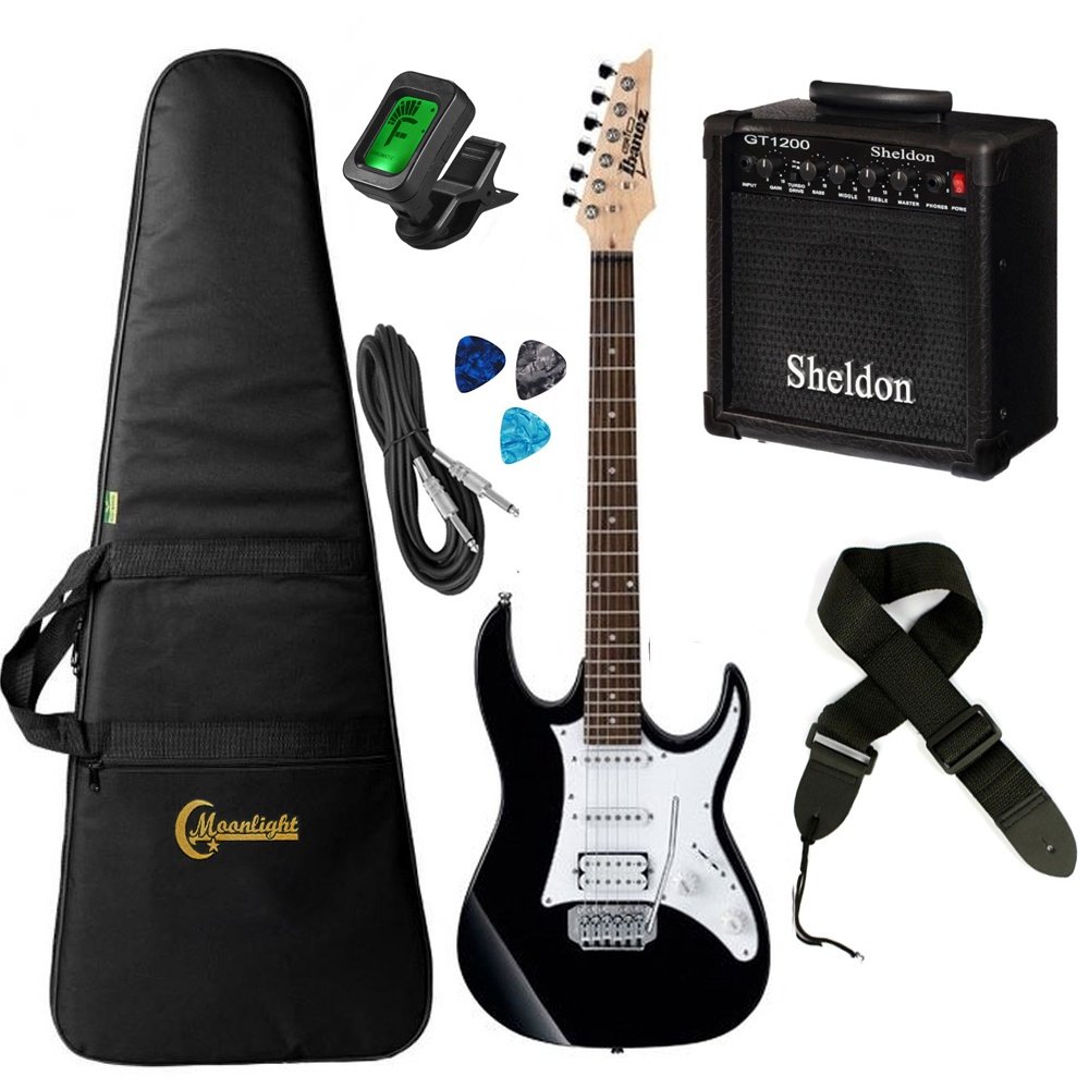 Kit Guitarra Ibanez Gio grx 40 Preta hss Black Night Bkn c/ Amplificador Bag Luxo, Afinador, Cabo, Correia e Palhetas