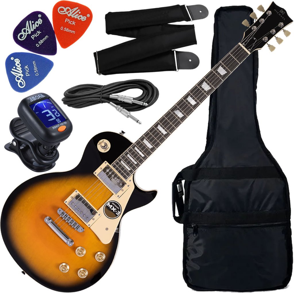 Kit Guitarra Les Paul Strike Michael Gm750N Vs Sunburst Gx01