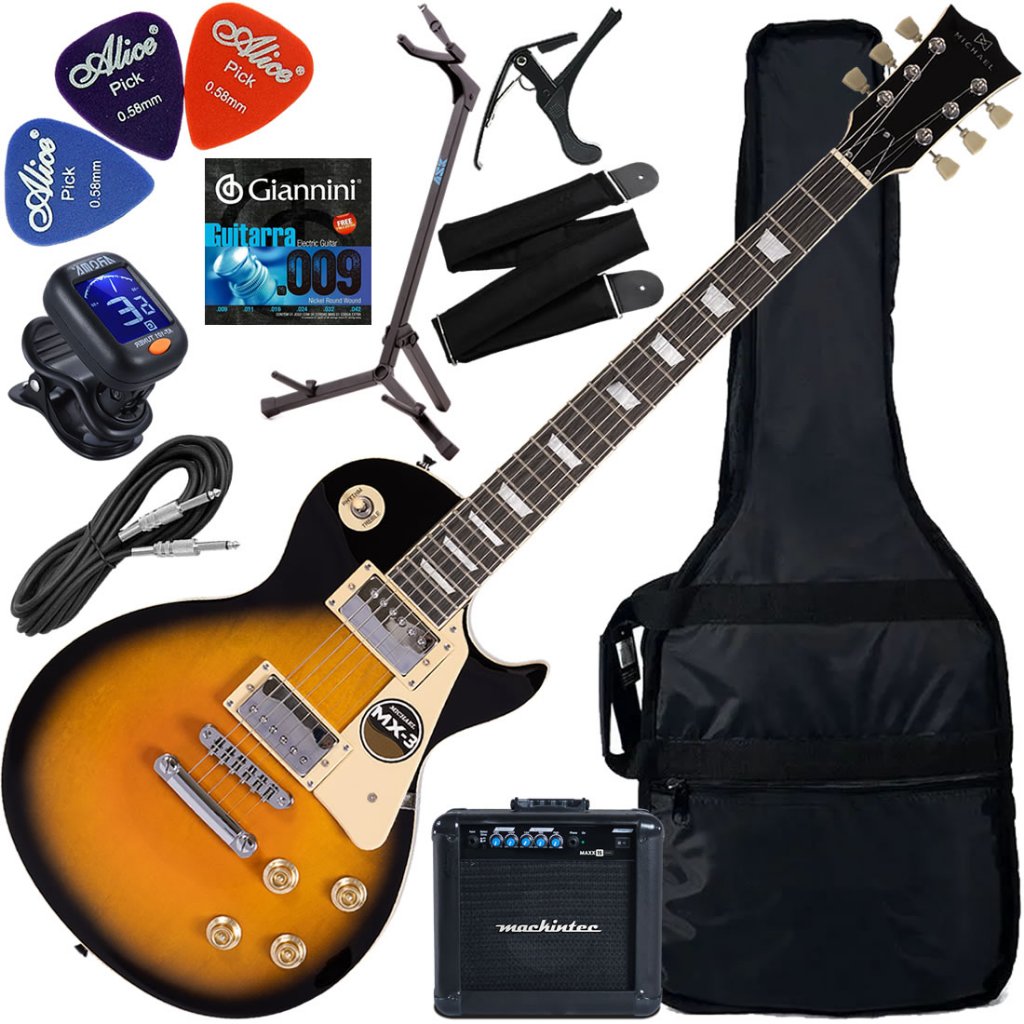 Kit Guitarra Les Paul Strike Michael Gm750N Vs Sunburst Gx03