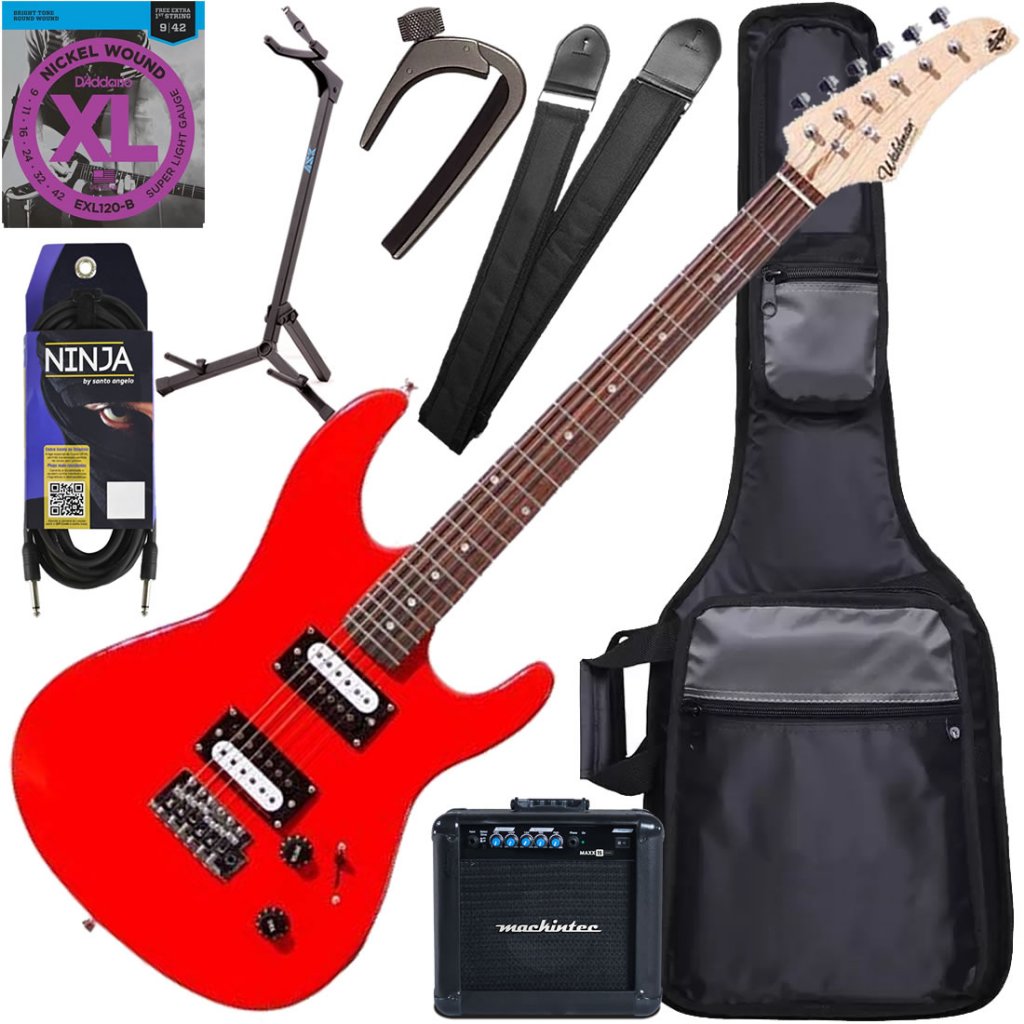 Kit Guitarra Strato 2 Humbucker Gtu-1 Vermelha Waldman Gx04