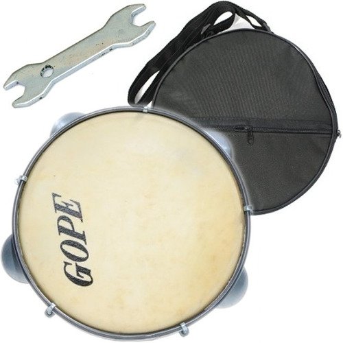Kit Pandeiro Gope Pele Animal 8 Pol C/ Capa + Chave 628 Pea