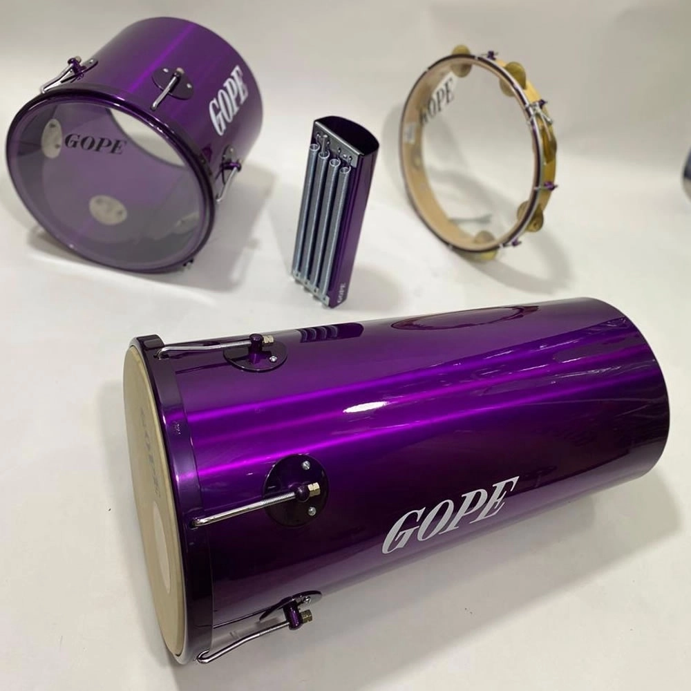 Kit Percussão Gope Rebolo Pandeiro Repique Reco Reco Lilás