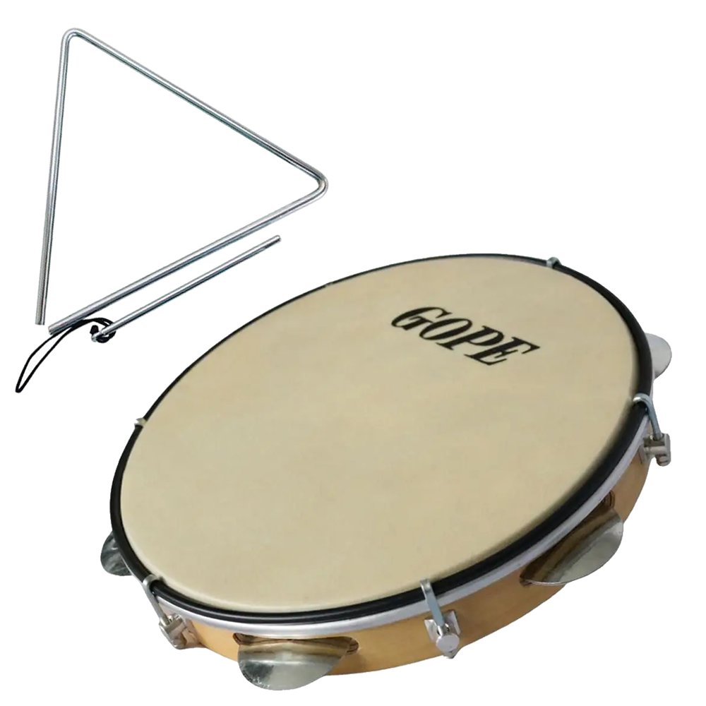 Kit Percussão Profissional Pandeiro 631Pea Gope + Triangulo