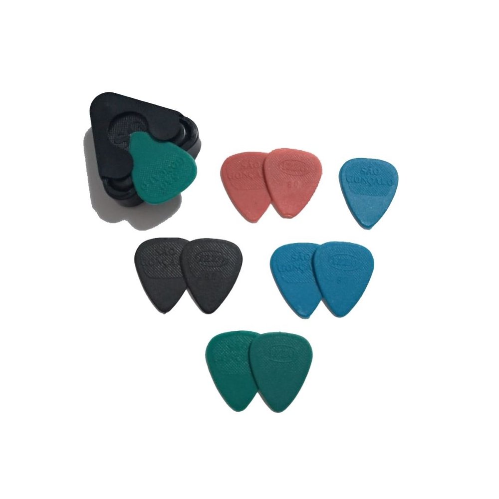 Kit Porta Palheta 10 Palhetas São Gonçalo Nylon 080mm Média