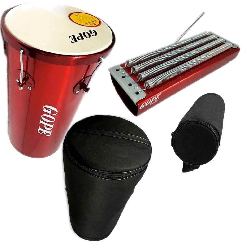 Kit Rebolo Tantan 45X10 + Reco Reco 4 Molas Cereja Com Capa